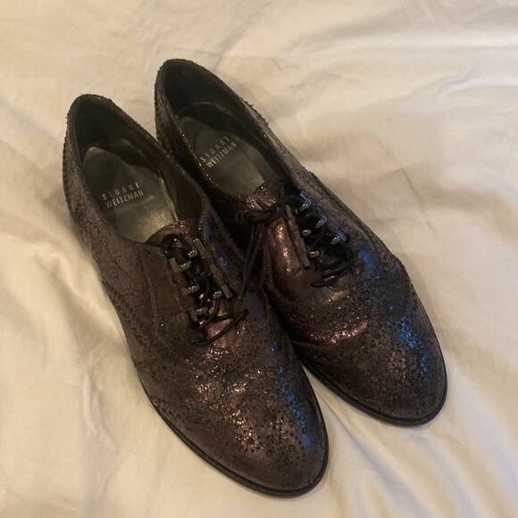 Stuart Weitzman metallic Oxford style brogues, 8.5 - Picture 2 of 6